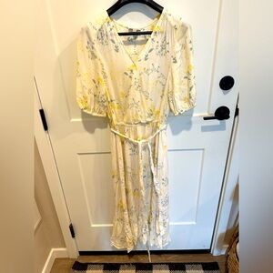 Lucky Brand Yellow and Cream Floral Maxi Dress